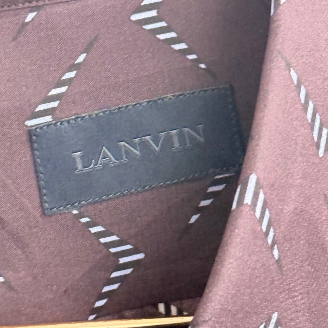 한섬 랑방 기하학 패턴 딥퍼플 실크 셔츠 (39) 상품이미지2