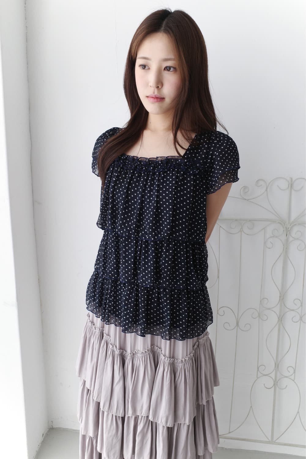 dot cancan half blouse 상품이미지4