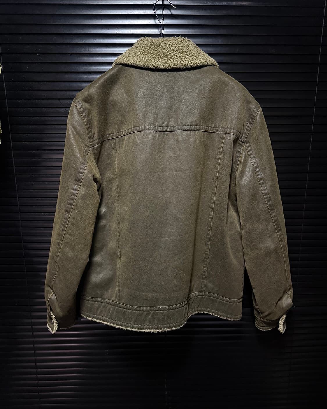 INTION 일본 레더 가죽 양털 쉐르파 트러커 워크자켓 95 M 브라운 상품이미지4