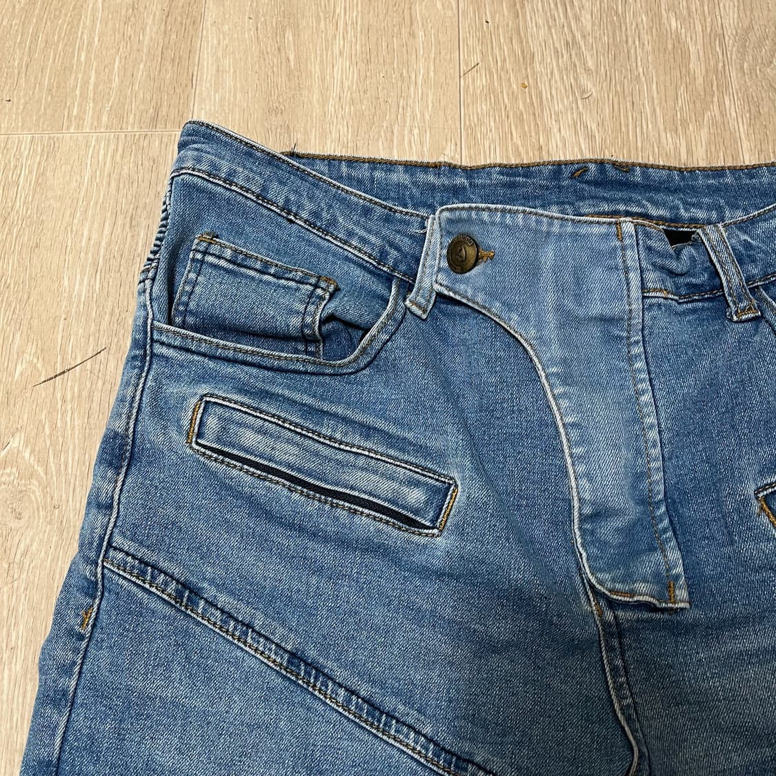 모토팬츠 절개 라이딩바이커진 데님 청바지 [중청] XL 상품이미지4