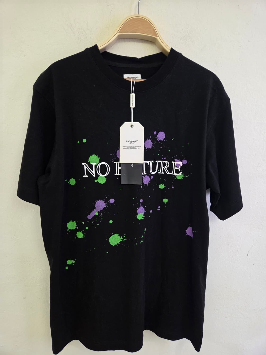 ESPIONAGE 블랙 페인트 스플래시 반팔티 M 상품이미지1