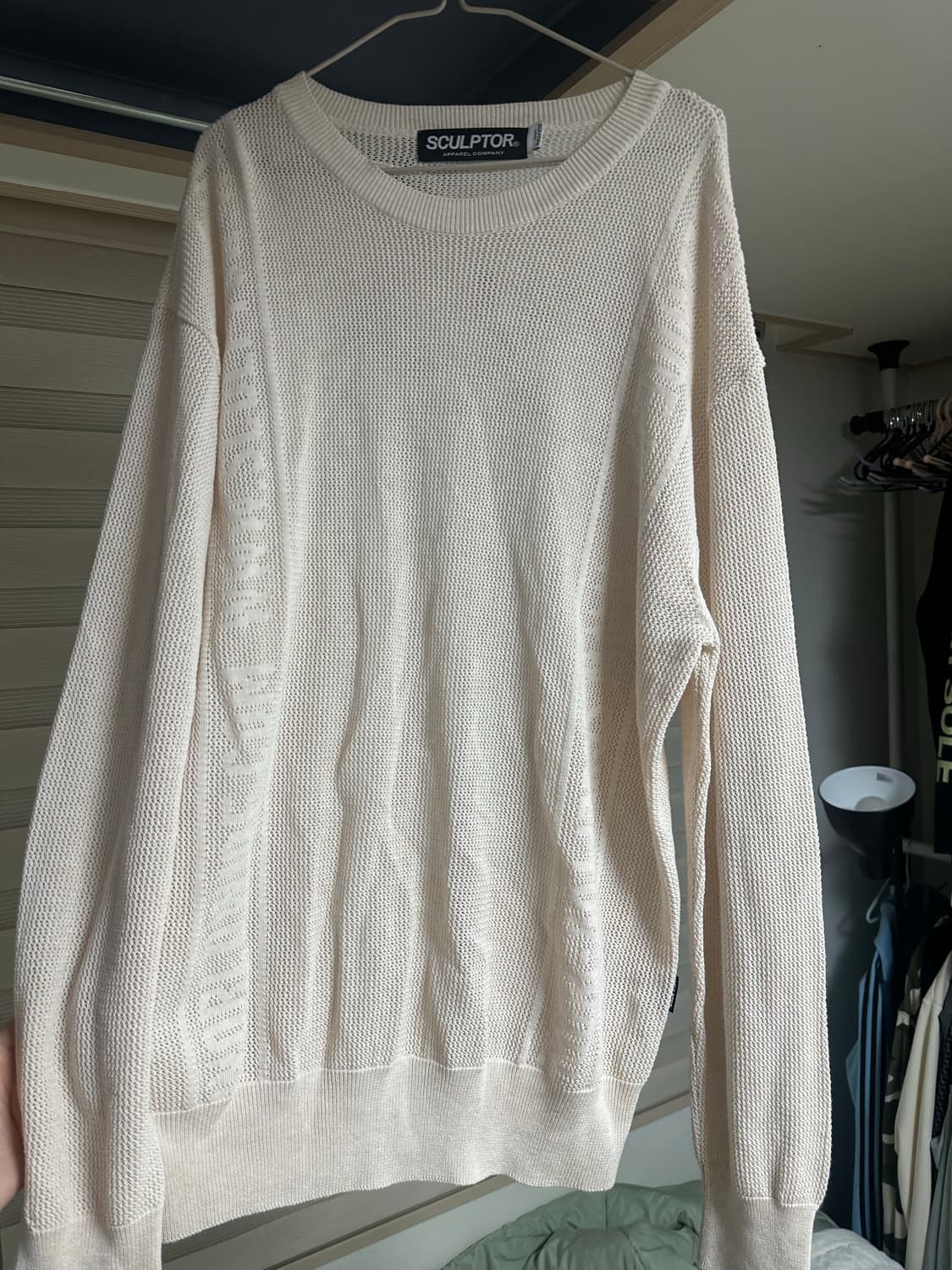 스컬프터 니트 Striped Mesh Sweater Ivory 상품이미지1