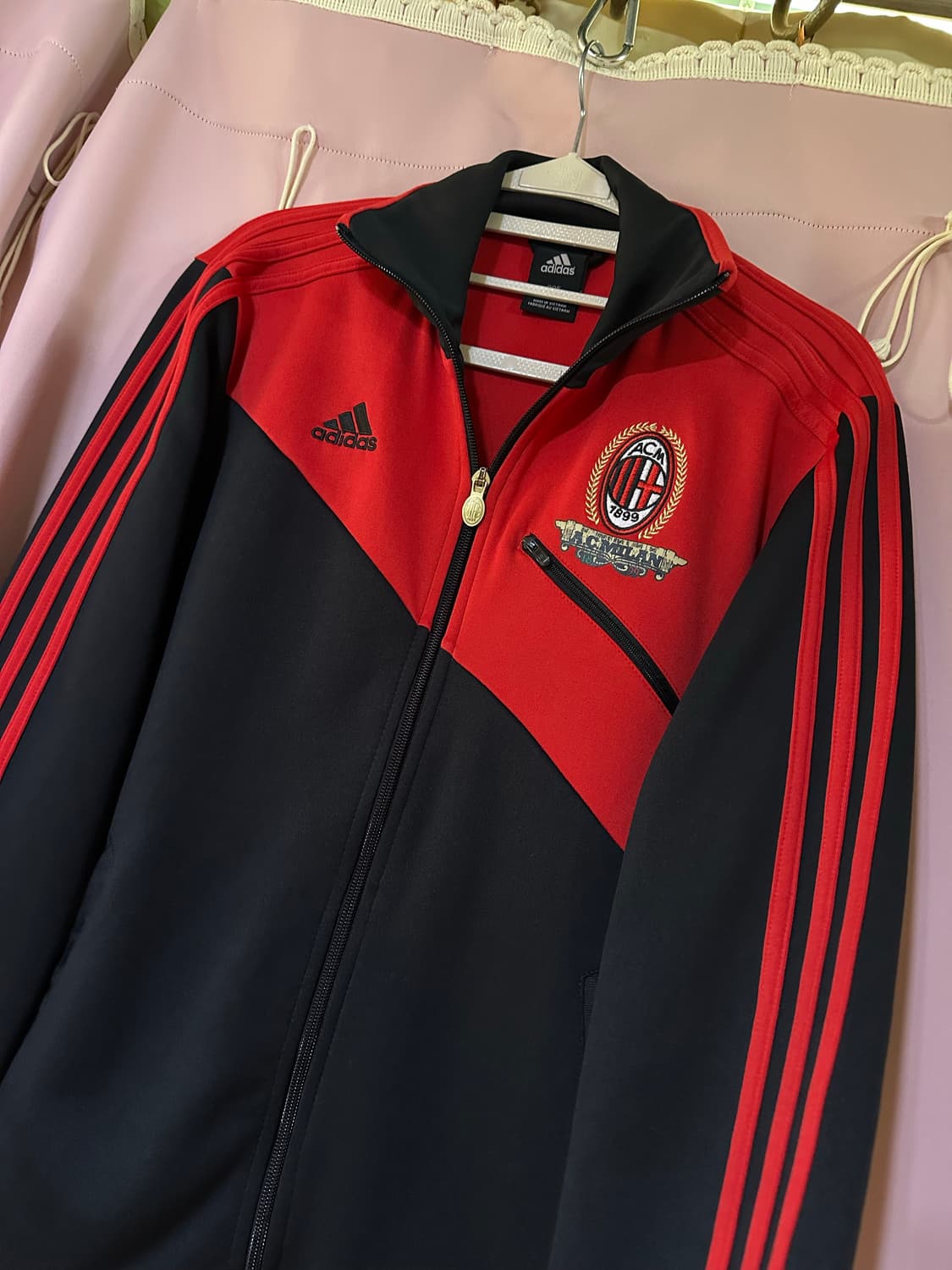 아디다스 져지 아디다스 AC밀란 트랙탑 아디다스삼선 레드 집업 블랙 레드 상품이미지1