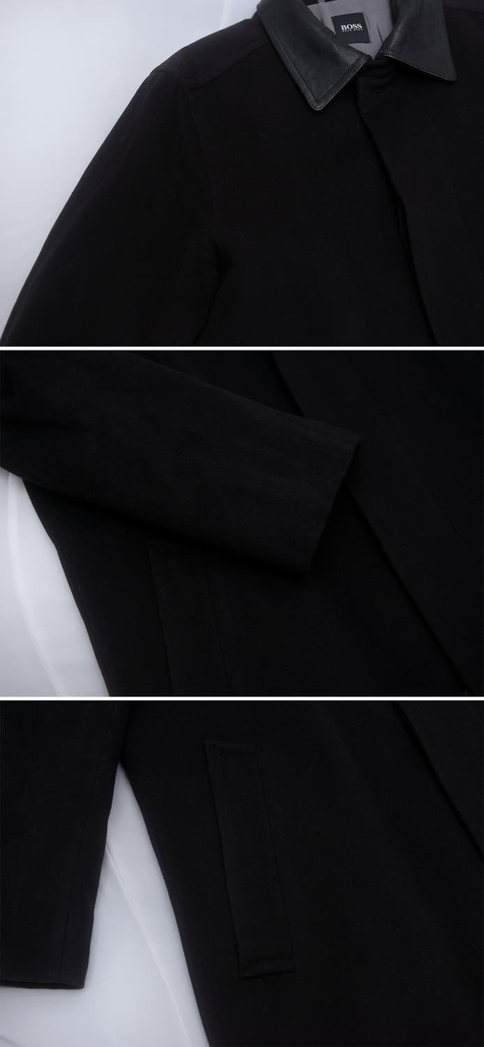 휴고 보스 가죽 넥카라 버진울 캐시미어 싱글 맥코트 (100-105) 상품이미지7