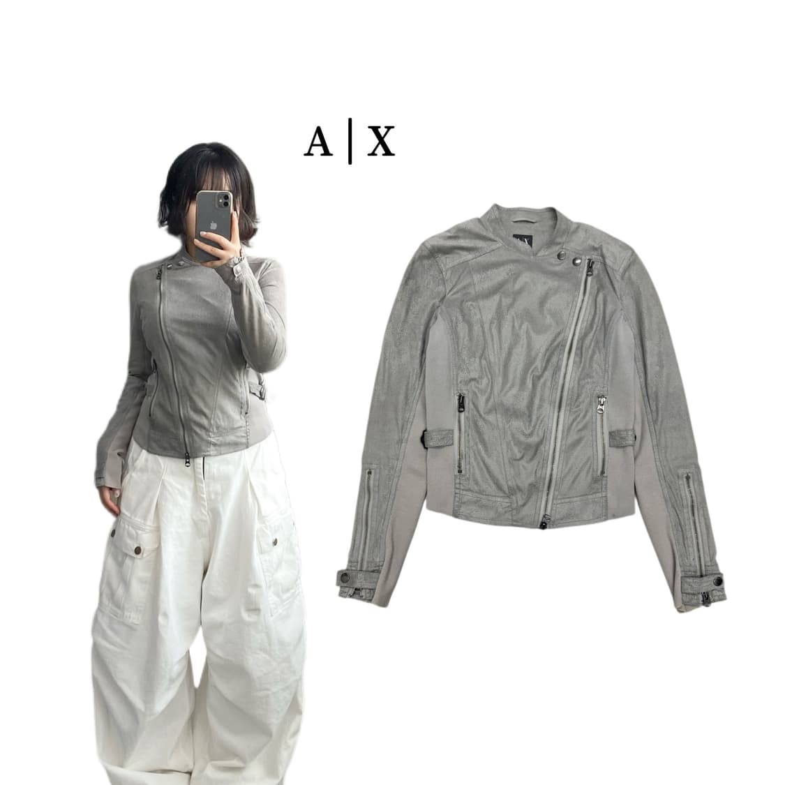 아르마니 익스체인지 릭오웬스맛 사선 바이커 자켓 상품이미지1