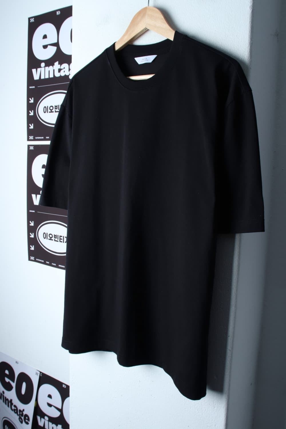 (L-XL) 리우아 반팔 티셔츠 무지 블랙 기본-H3H33854 상품이미지1