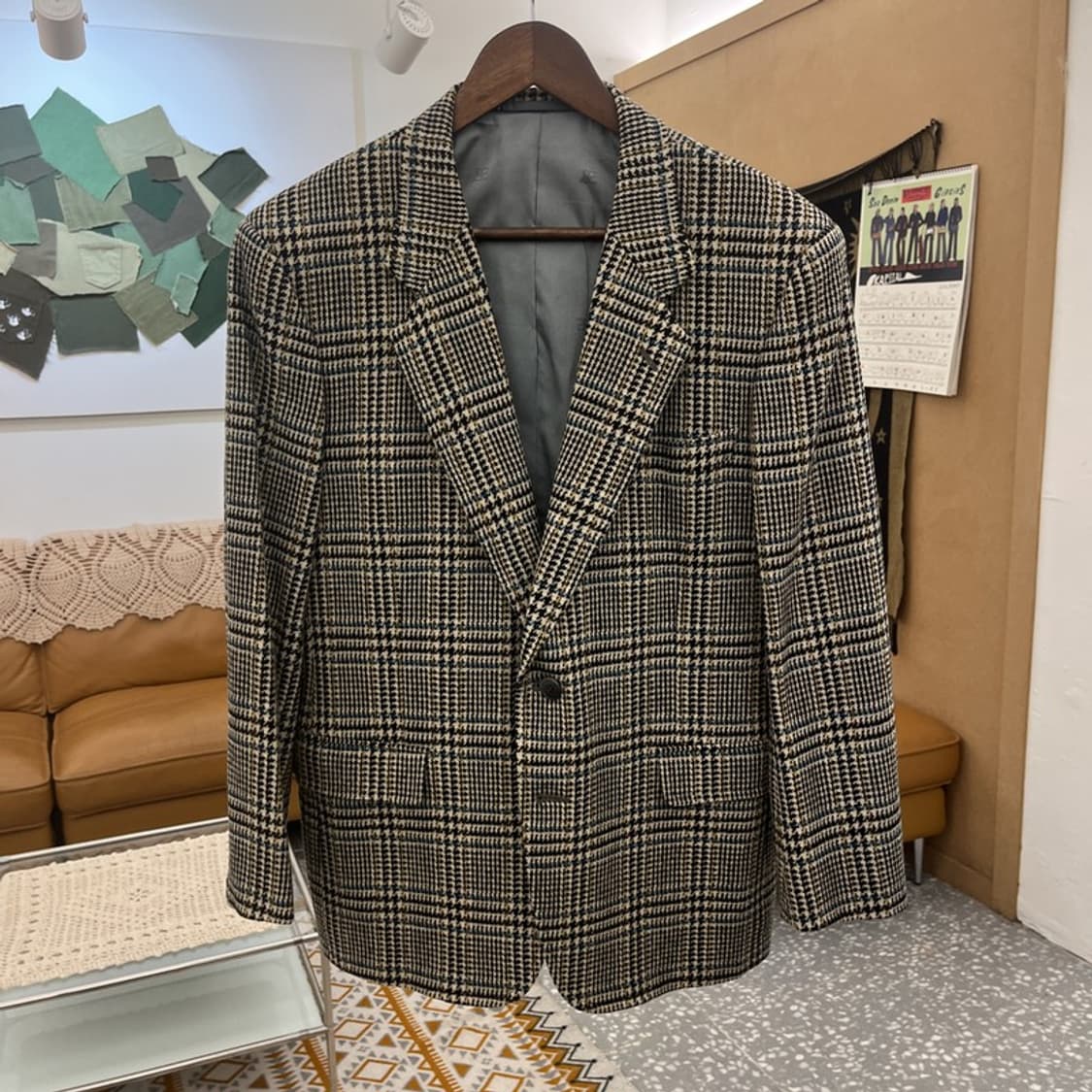 꾸레쥬 옴므 빈티지 모던 시크 하운드 체크 블레이저 자켓 3 C10795 상품이미지3