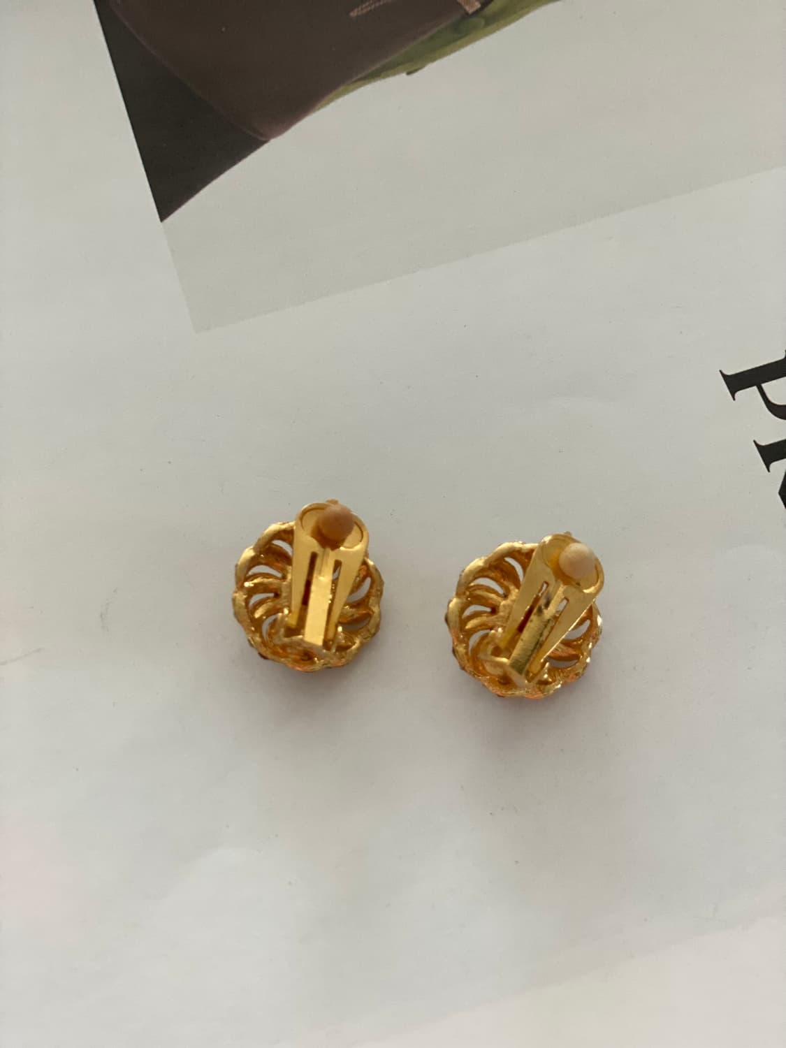 빈티지 금장 큐빅 원형 귀걸이 귀찌 상품이미지5