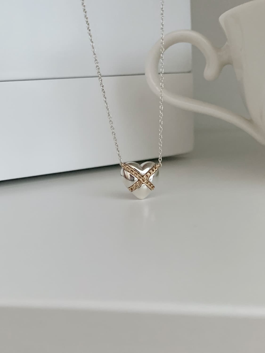 [ 티파니앤코 ]  하트 크로스 체인 18k 골드 콤비 목걸이 상품이미지7
