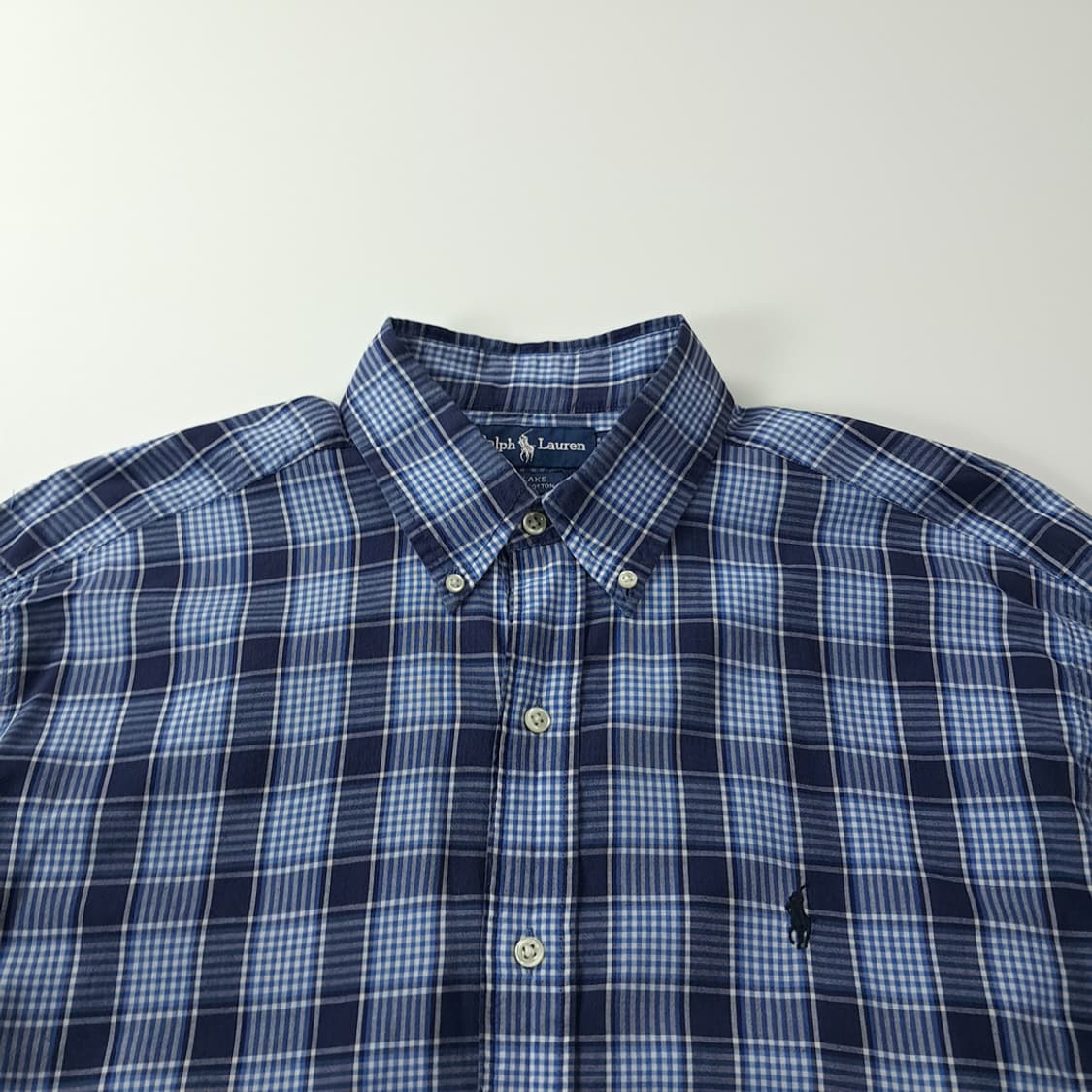 CK275 L 폴로 90s 인도판 클래식 체크 로얄네이비 셔츠 남방 상품이미지2
