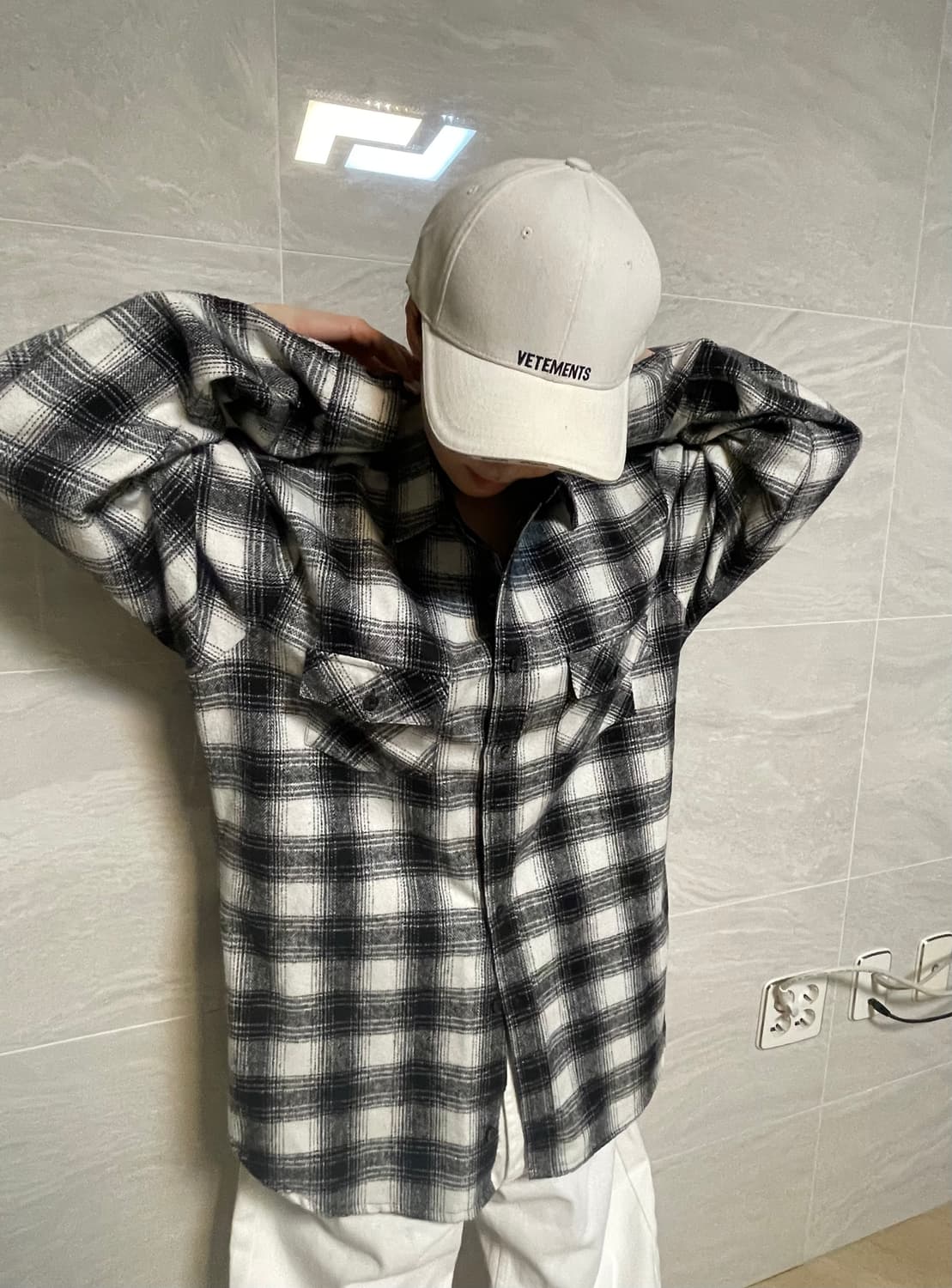화이트 플란넬 체크셔츠 (L 105 자체제작) 상품이미지3