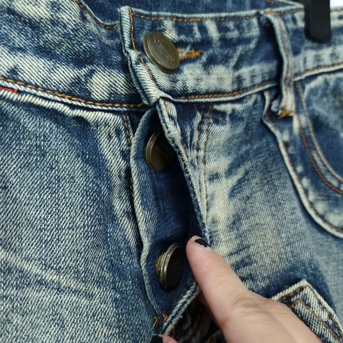 빈티지 워시드 패치 슬림핏 바이커진 바이커 데님 팬츠 청바지 M16790 상품이미지6