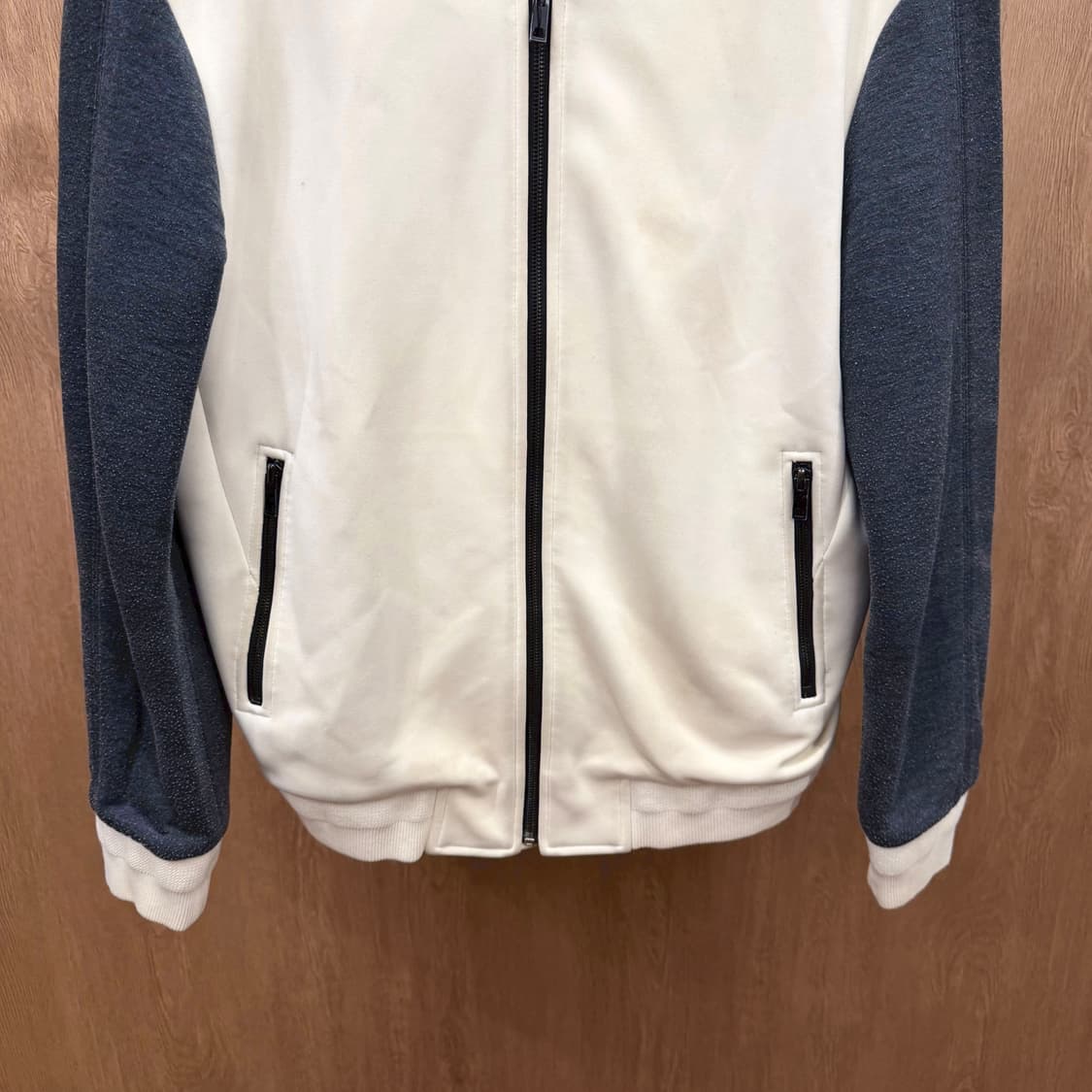 솔리드옴므 집업 자켓 블록 배색 디테일 레귤러핏 아이보리 블랙 그레이 상품이미지5