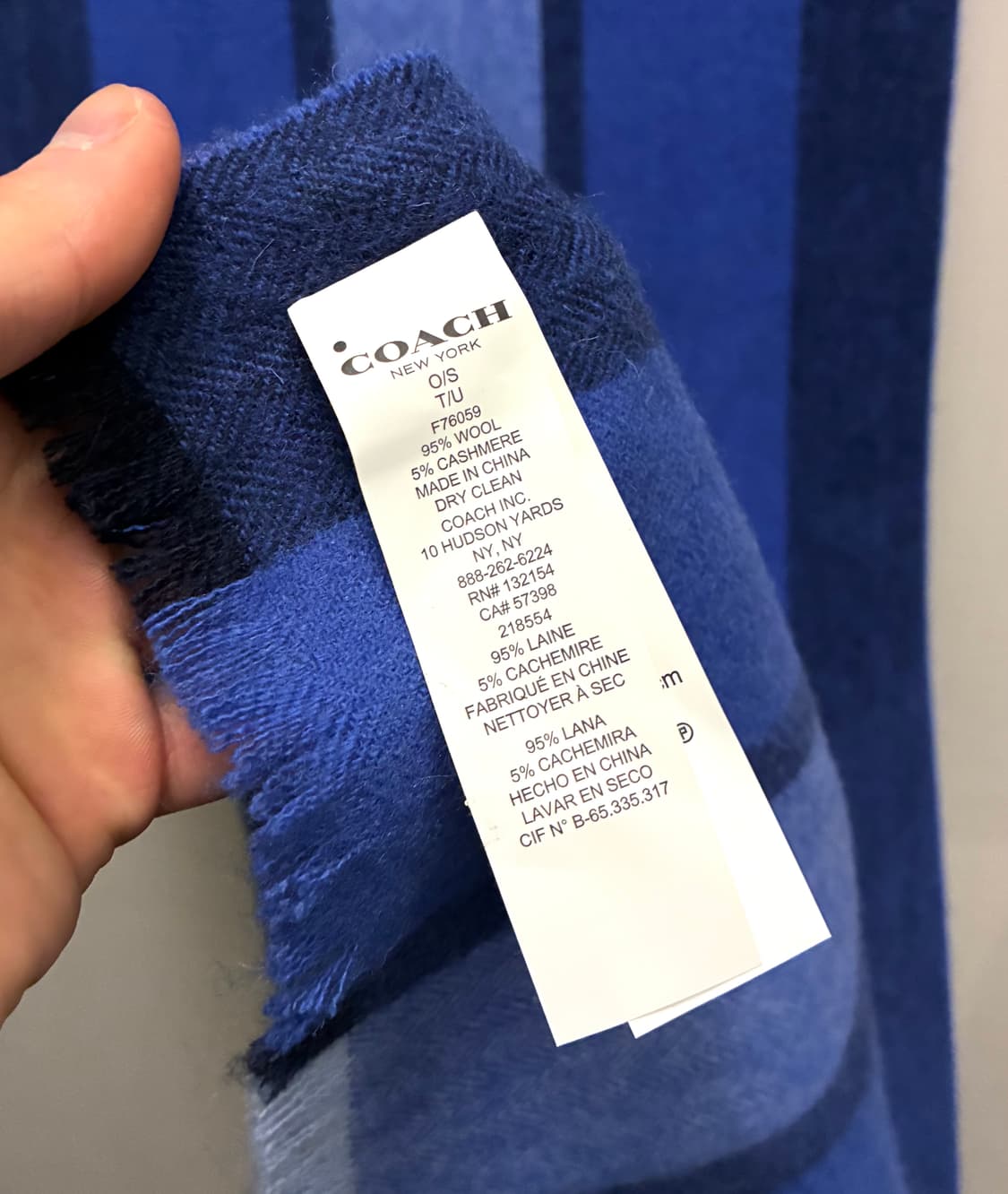 COACH 코치 뉴욕 캐시미어 울 스트라이프 스카프 머플러 블루 상품이미지6