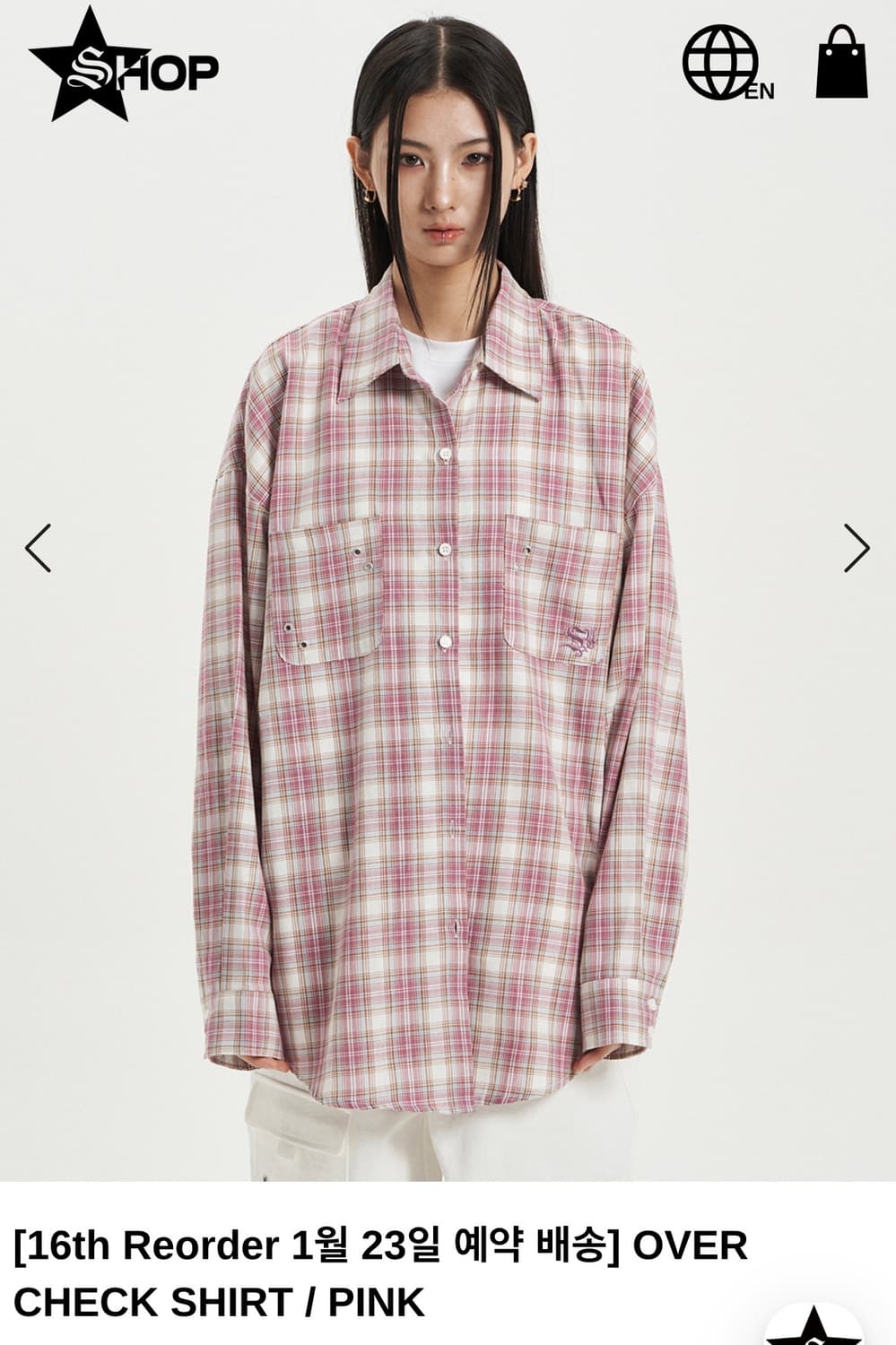 셋업이엑스이) Over Check Shirt PK F 상품이미지1