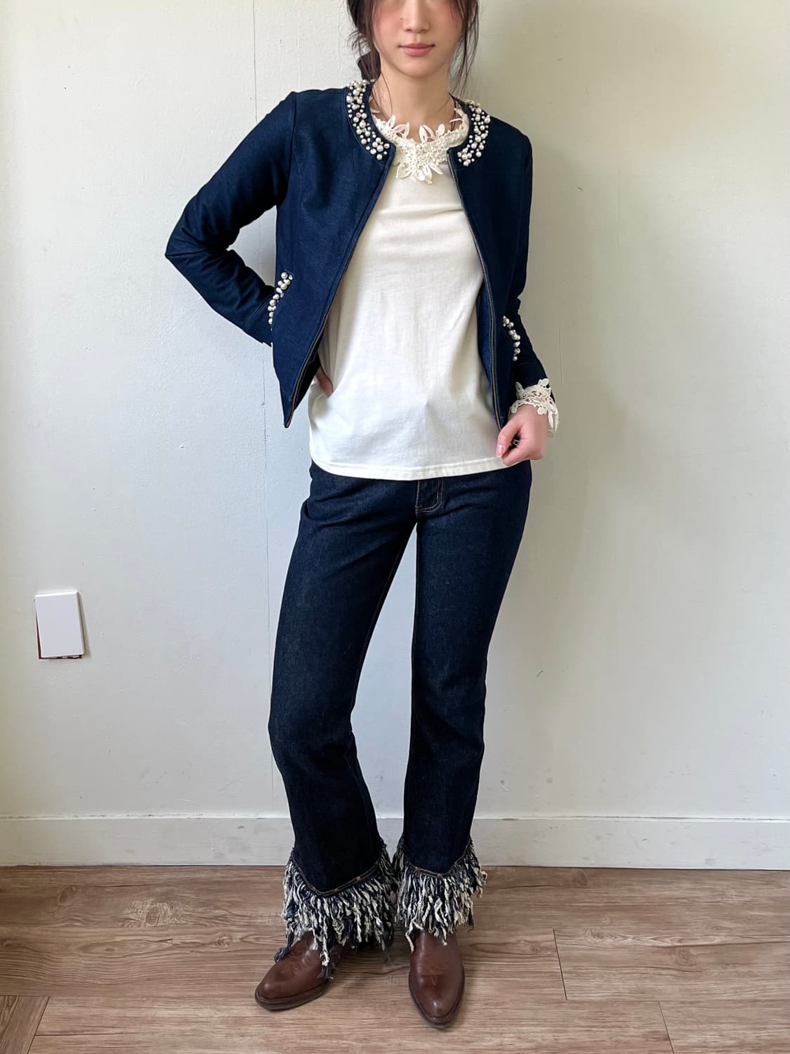 Bye Bye 라인스톤 청자켓 상품이미지7