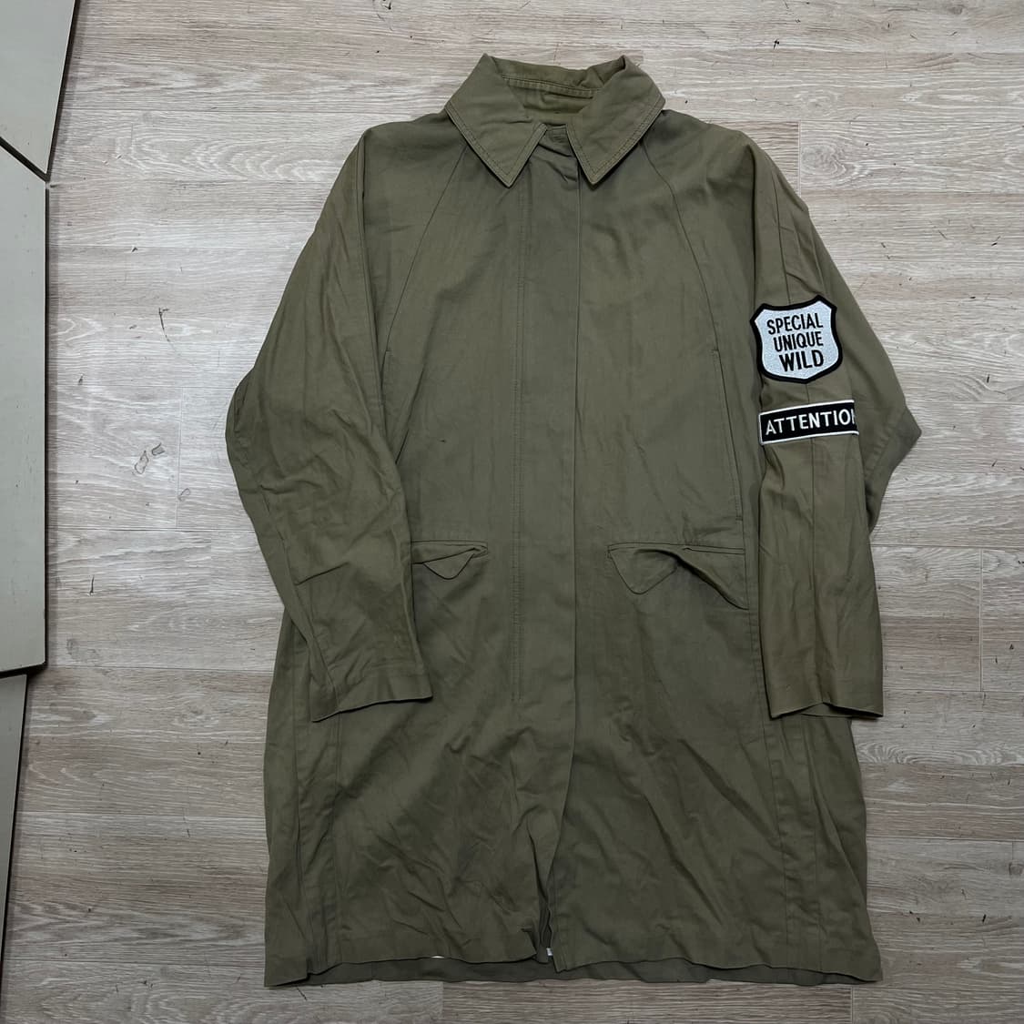 톰보이 와펜 패치 코튼 야상 트렌치 맥코트 [카키] 85-92-160 상품이미지1