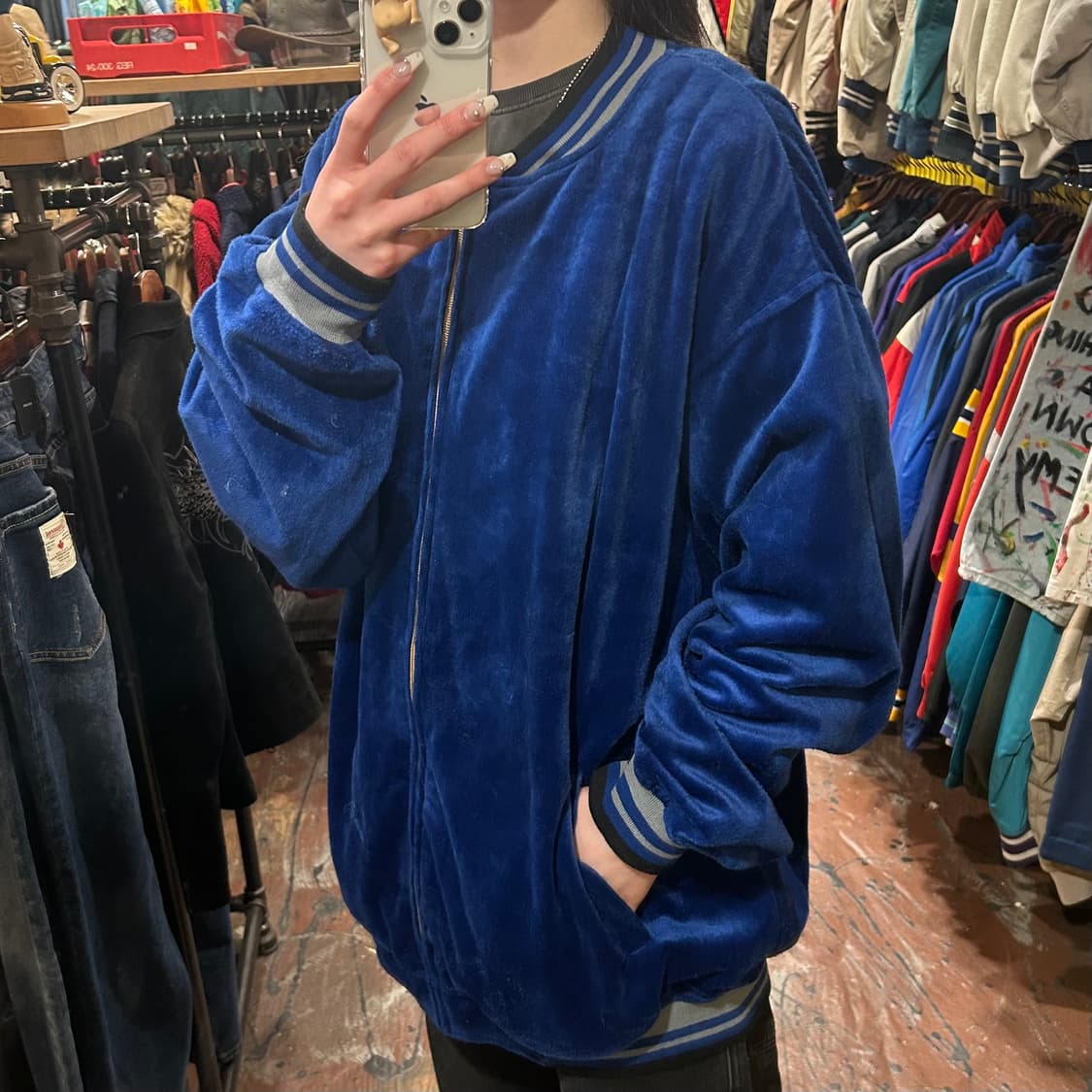 [HI]  VTG 벨벳 져지 블루 상품이미지4