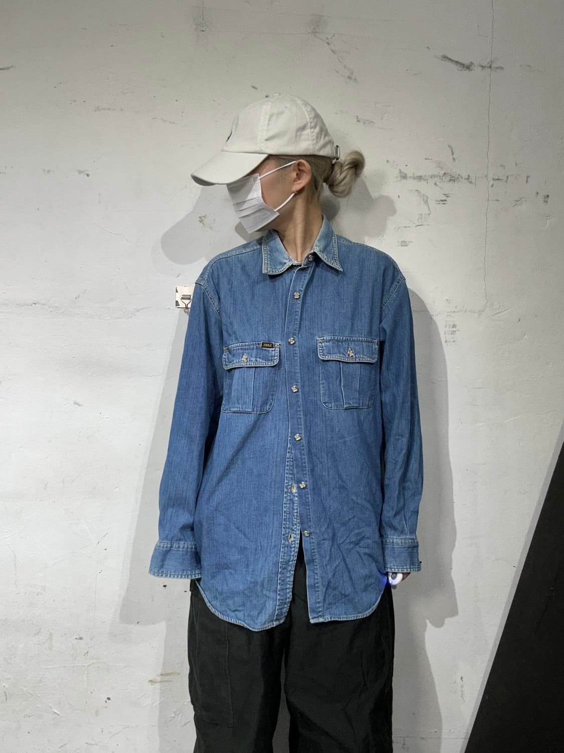 리 데님 워크 셔츠 오버핏 청 셔츠 L 상품이미지2