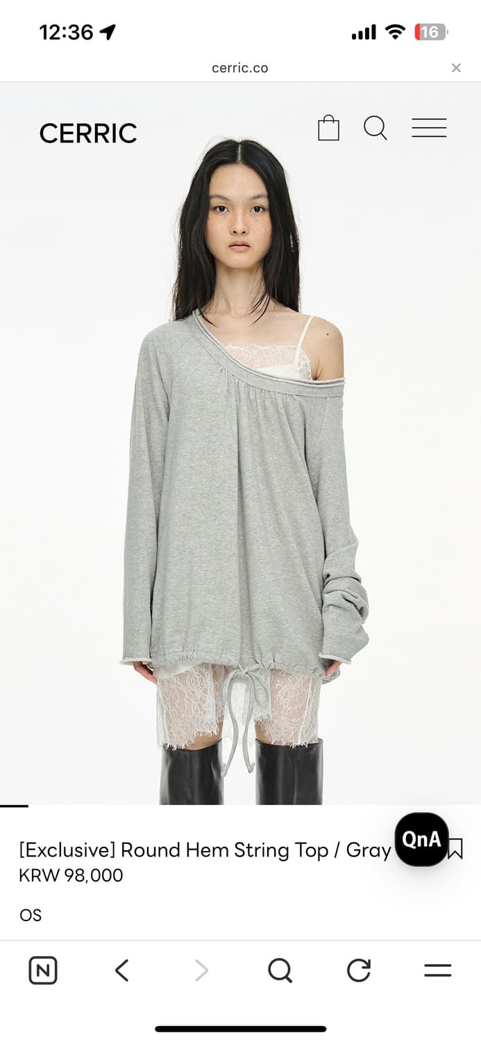 세릭 Round Hem String Top / Gray 상품이미지1