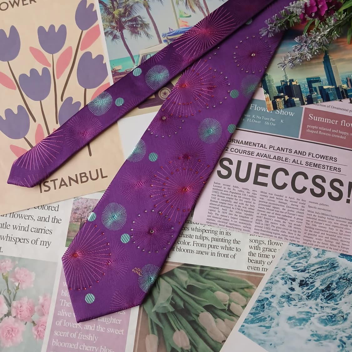 밀라숀 실크 퍼플 패턴 넥타이 9.3cm A+등급 A19376
 상품이미지3