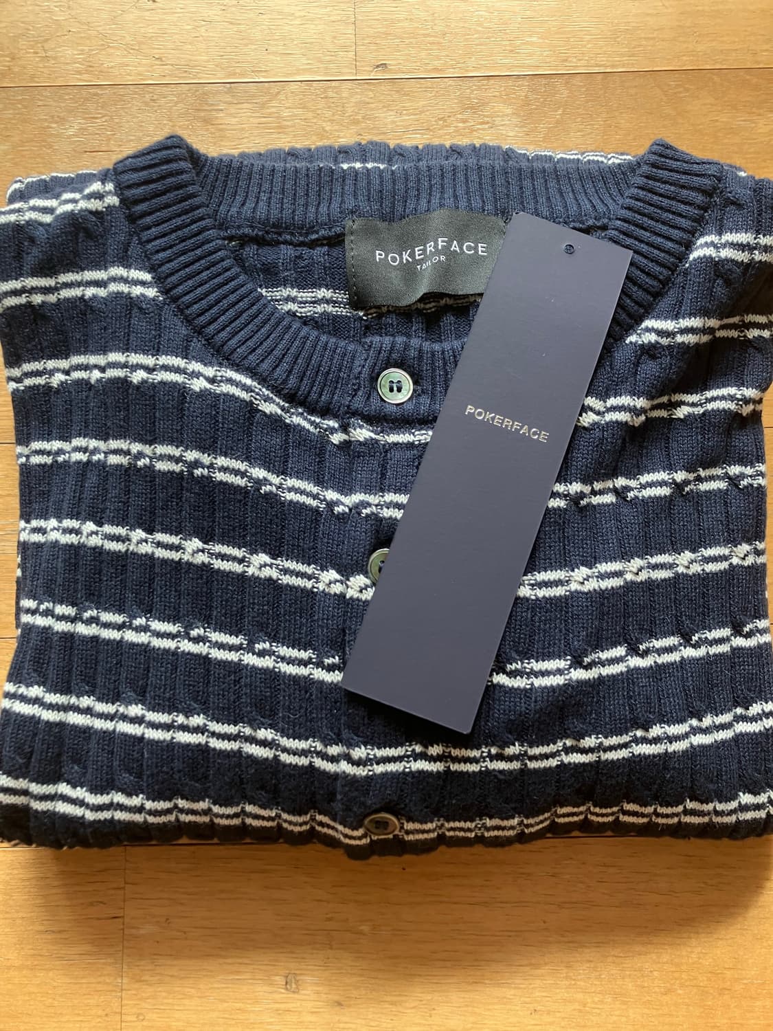 포커페이스 스트라이프 헨리넥 니트 48사이즈 팔아요. 상품이미지2