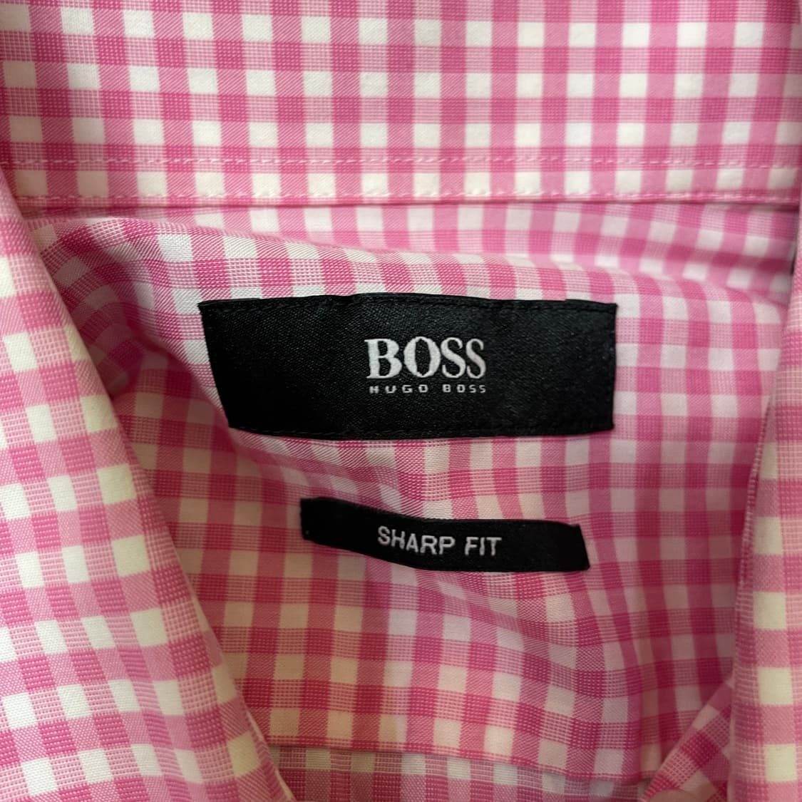 BOSS 휴고보스 핑크 깅엄체크 샤프핏 긴팔 셔츠 상품이미지5