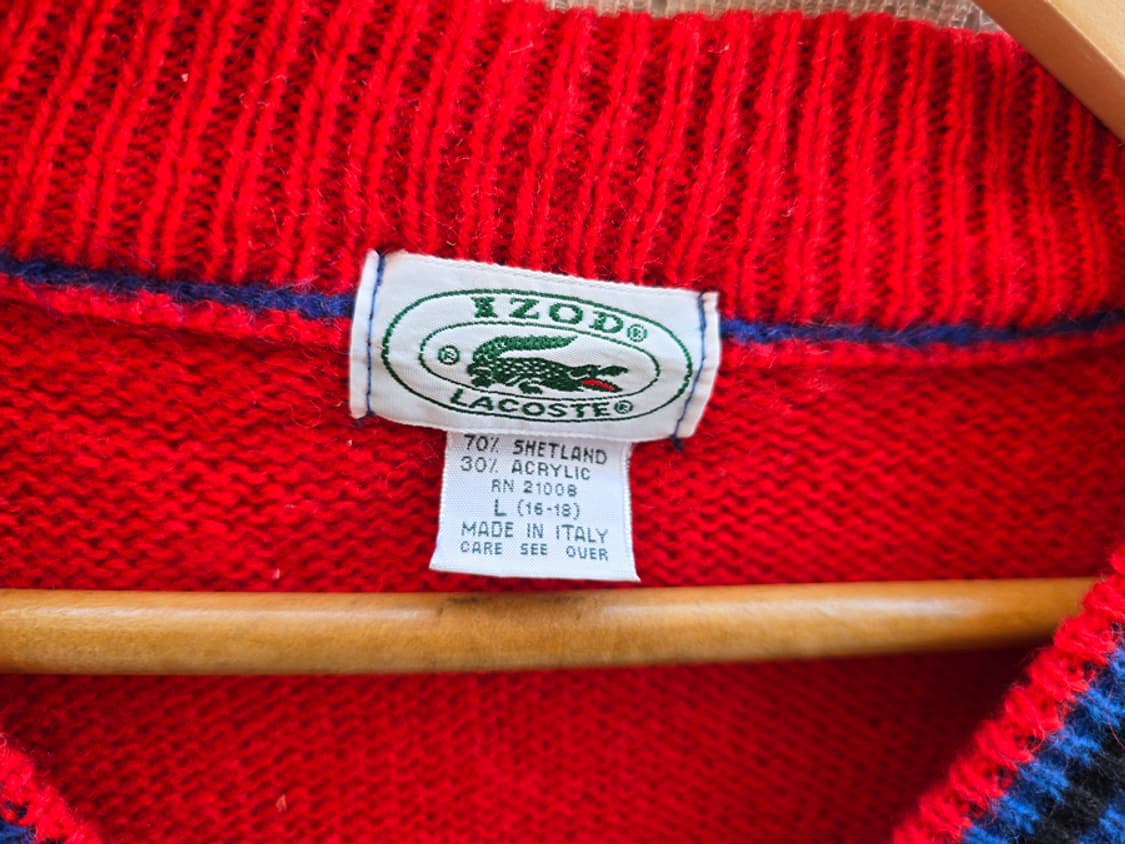 80s 라코스테 셔틀랜드 울 니트 (made in italy) 상품이미지5