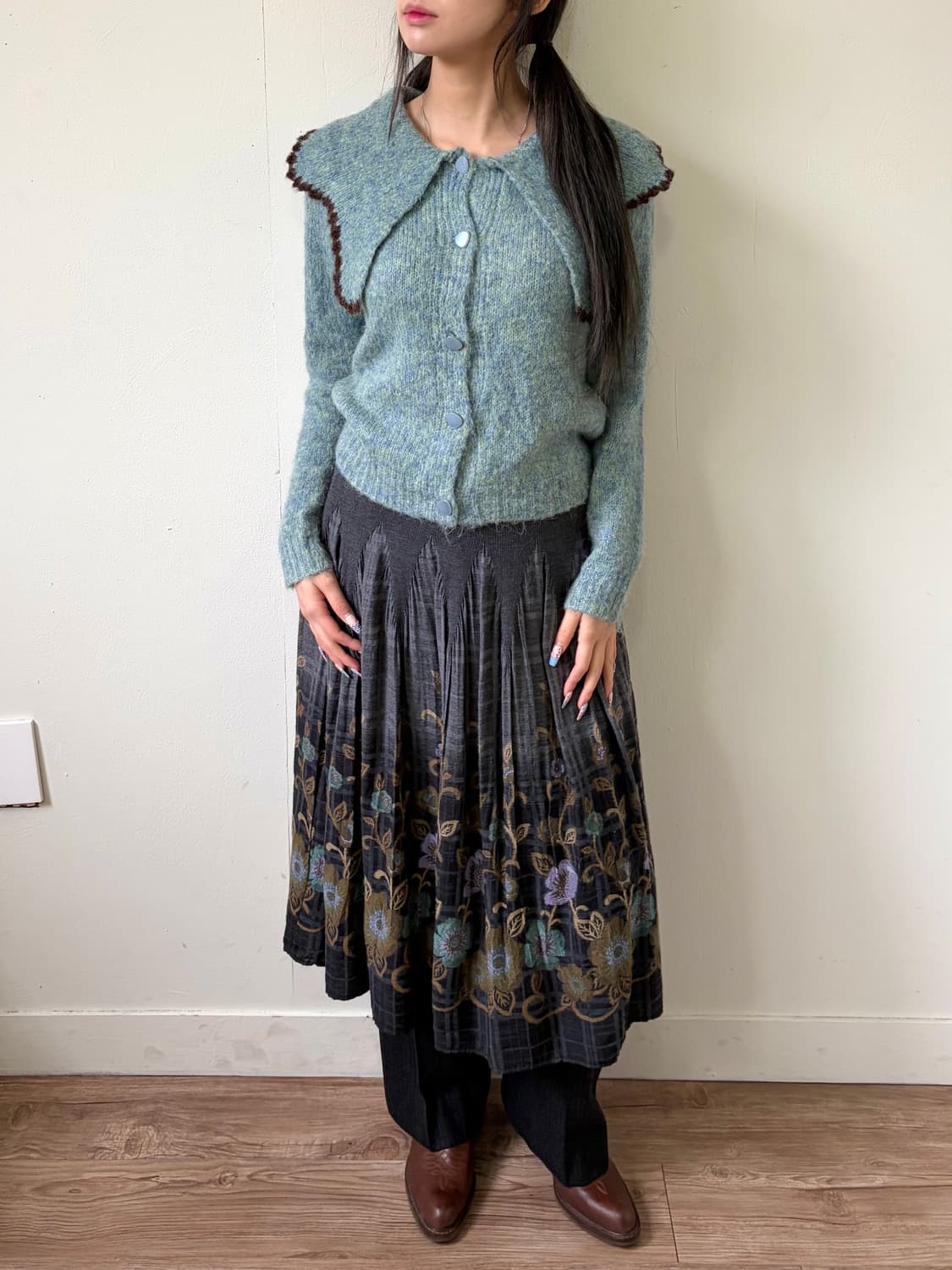 17kg 민트그린 오버 카라 가디건 상품이미지5