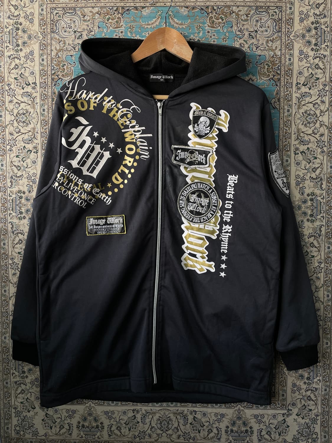 JPN Y2K 펑크 스컬 패치 후드집업1668 상품이미지1