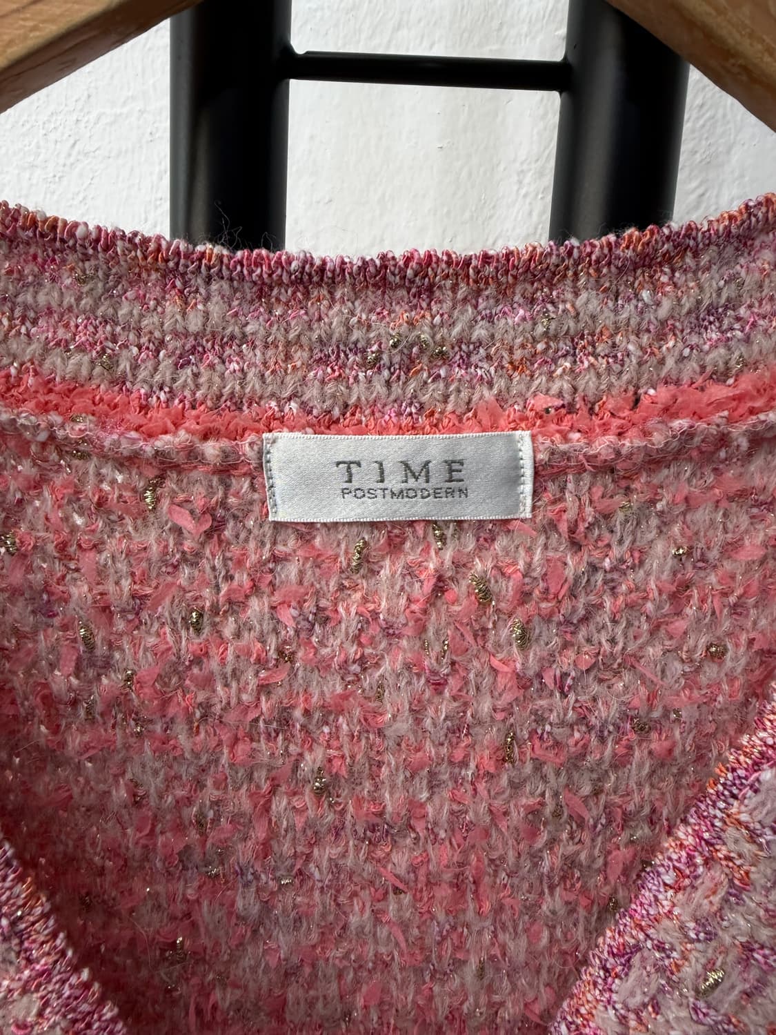 정품) TIME 타임 한섬 핑크 트위드 반팔 가디건 90 F 상품이미지6