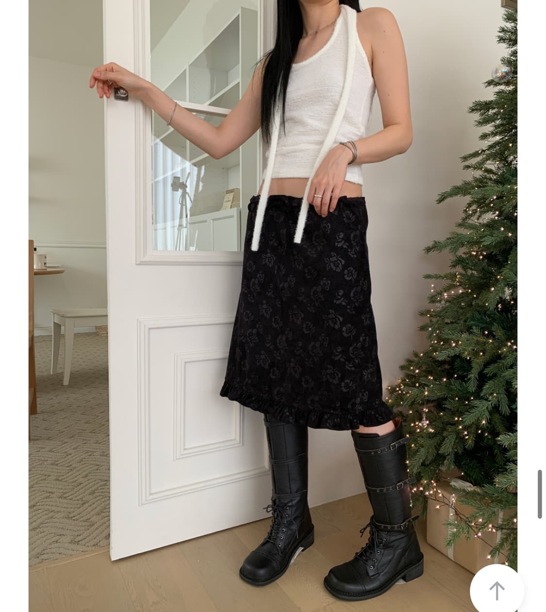 (새상품) 프릴 로즈 미디스커트 상품이미지5