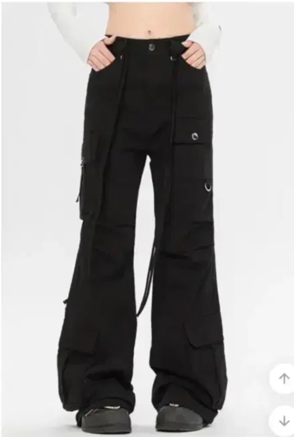 로우라이즈 포켓 카고 팬츠 블랙 y2k 하이웨스트 빈티지 펑크 세미부츠컷 상품이미지2