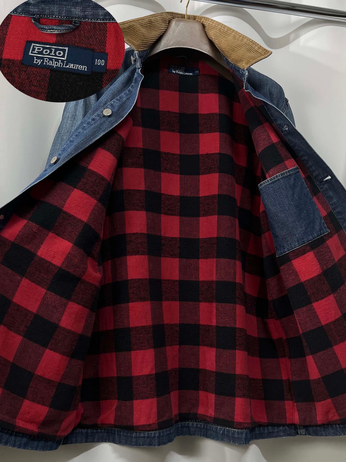90's 폴로 랄프로렌 덩가리 데님 코듀로이 버팔로 초어자켓 상품이미지3