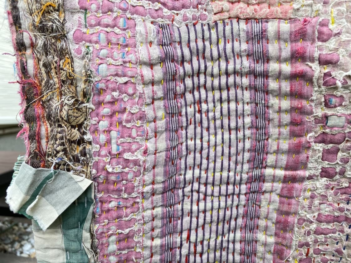 빈티지 칸타 퀼트 러그 블랭킷 인도 퀼트 보로 사시코 상품이미지3