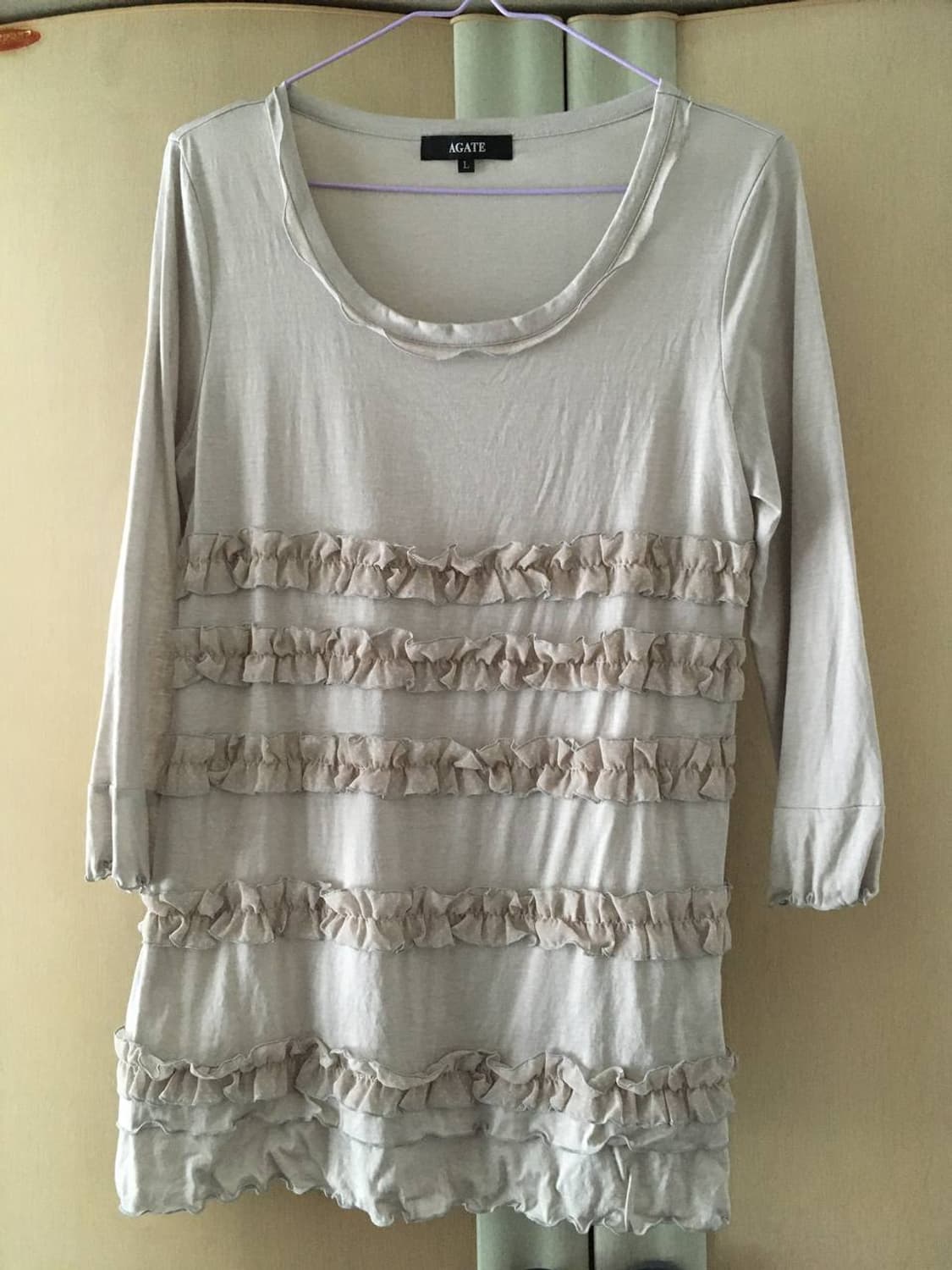 일본빈티지 뮤트 그레이 도트 프릴 장식 티셔츠 모스키노 꼼데 cos 상품이미지1