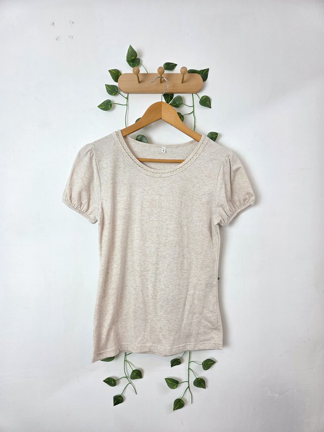 오트밀 반팔 탑 상품이미지1