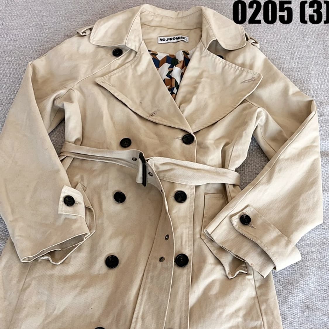 [실측확인] 빈티지 여성 베이지 트렌치 코트 0205(3) 상품이미지2