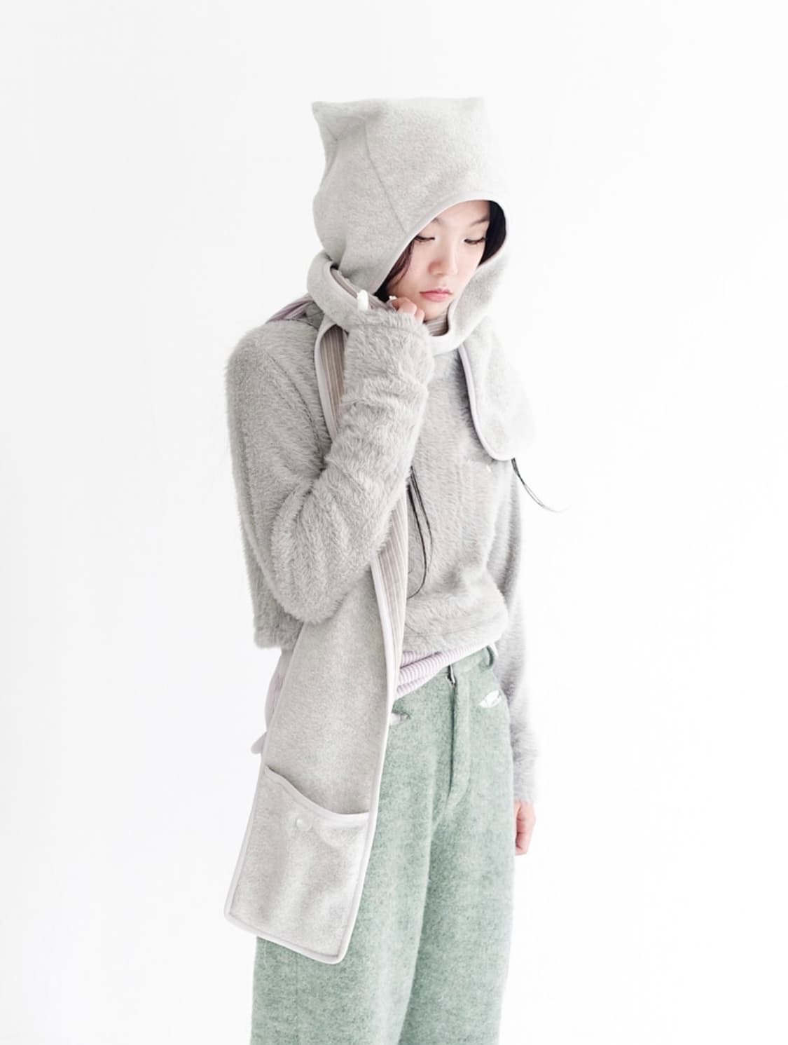 샵페어리 fleece ear hood muffler 멜란지그레이 상품이미지1