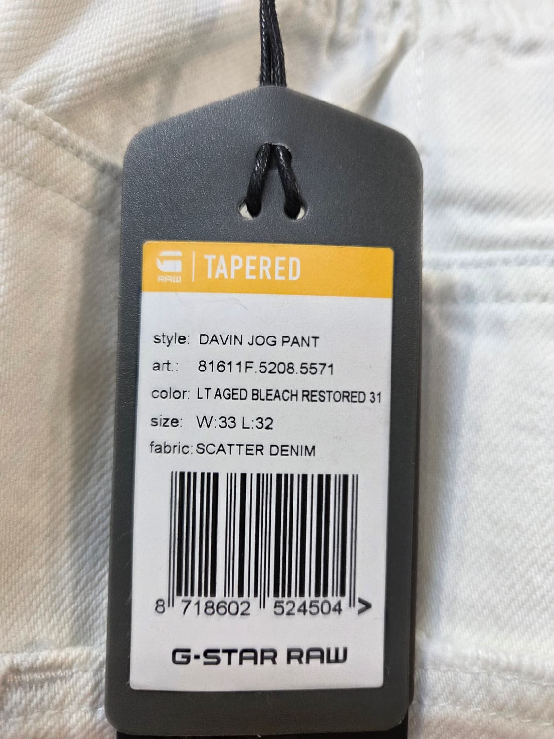 G-STAR화이트 데미지 조거팬(W33/L32)남여공용 상품이미지7