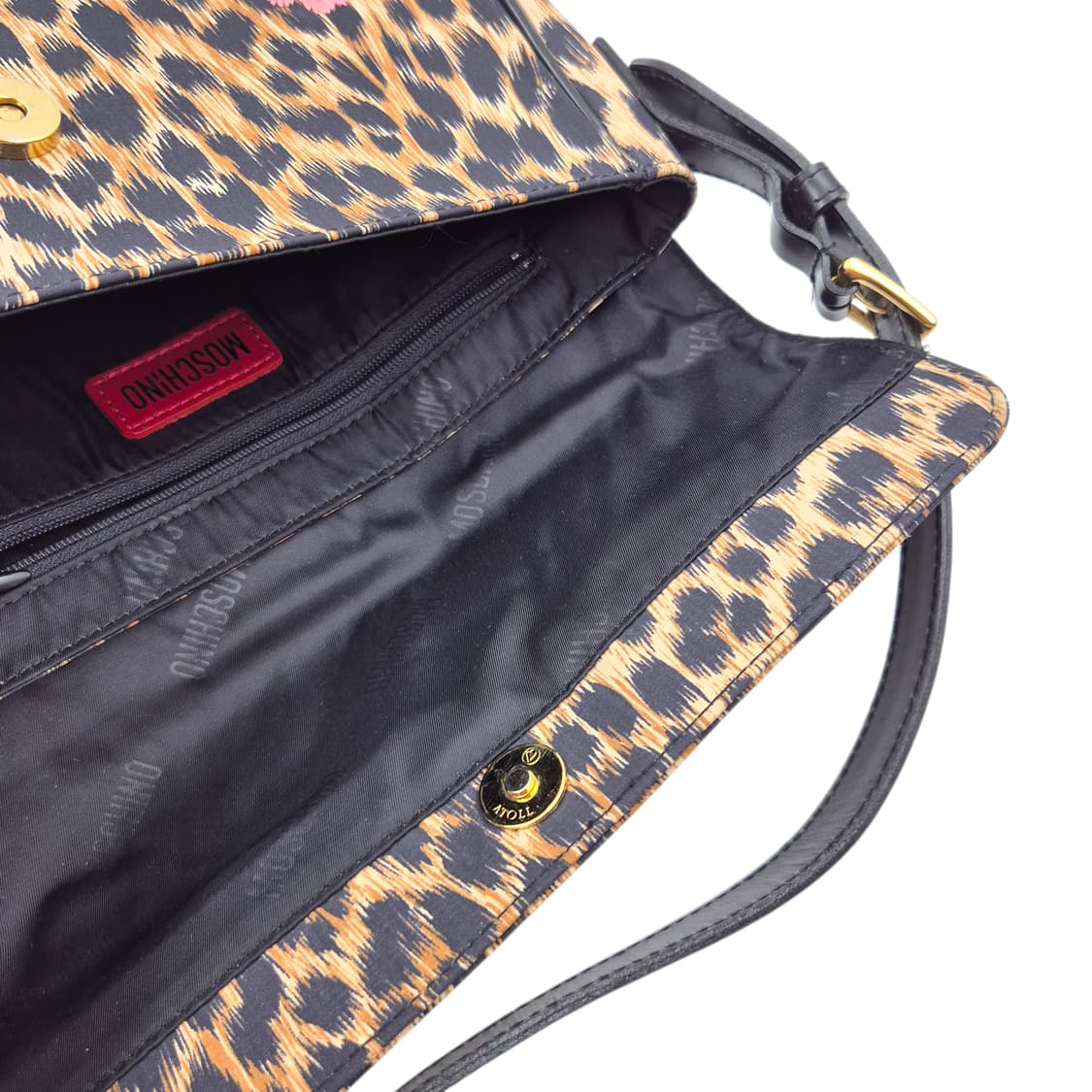 90s 모스키노 레오파드 새틴 벨트 핸드&숄더백 상품이미지7