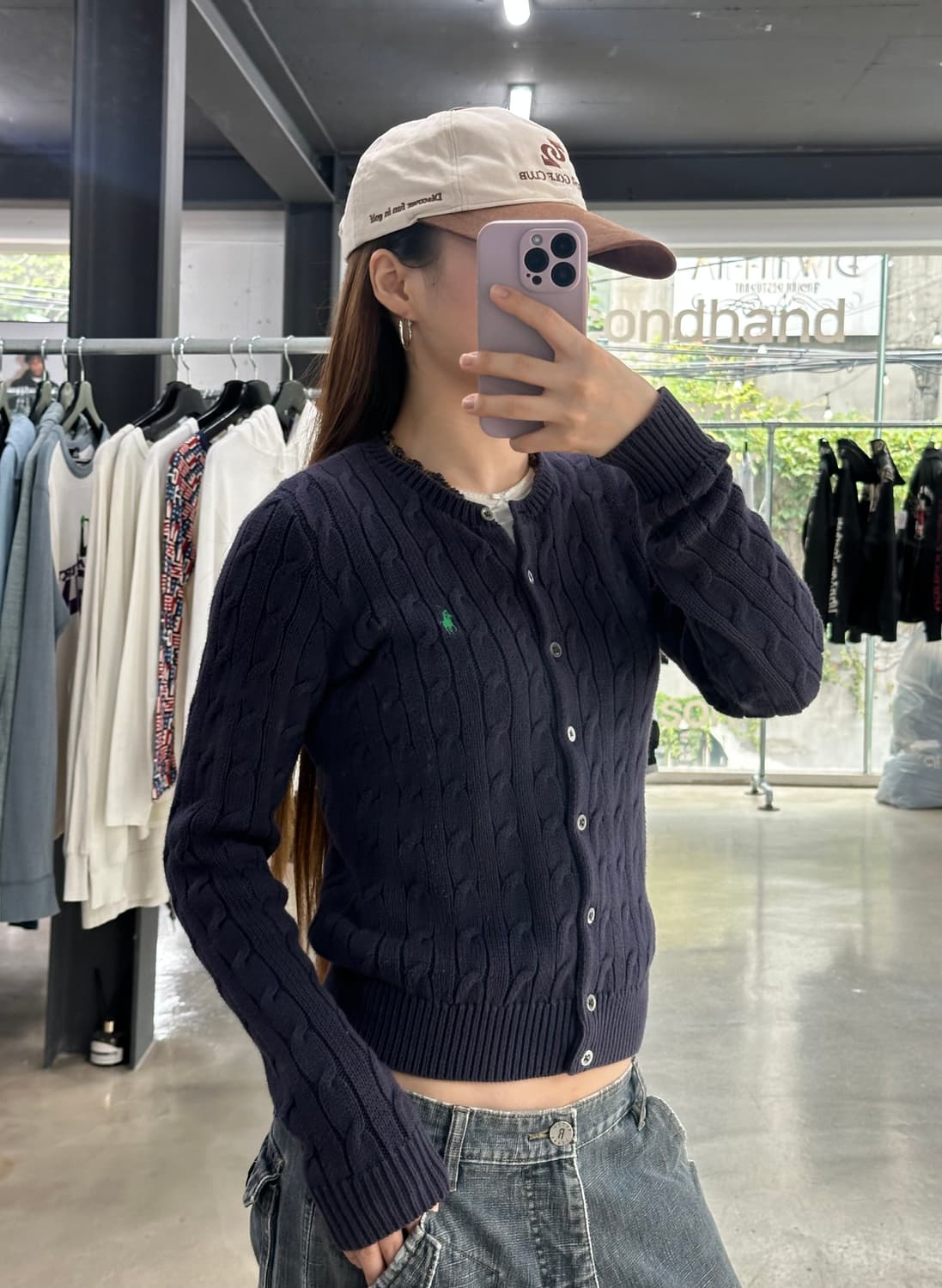 폴로 꽈배기 가디건 네이비퍼플 상품이미지3