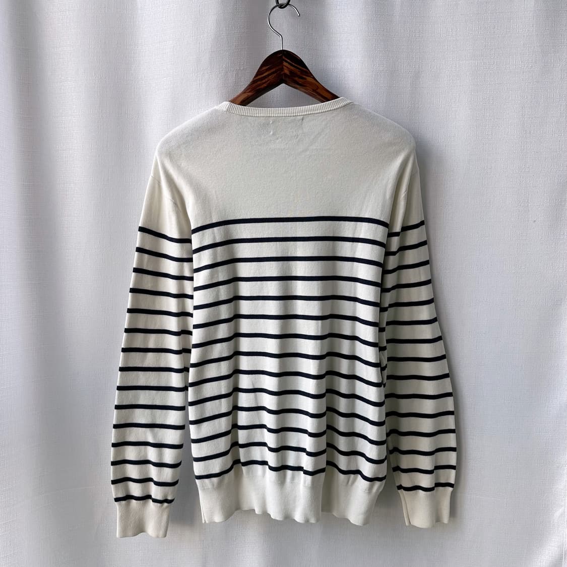 폴로 랄프로렌 피마 코튼 스트라이프 라운드 니트 화이트 네이비 L 상품이미지7