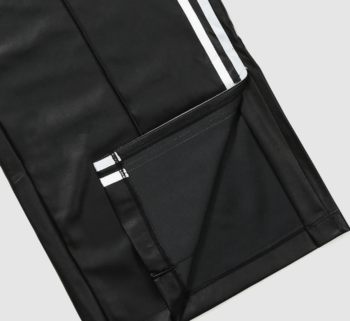 FIFA 레더 트레이닝 트랙팬츠 와이드 밴딩 가죽바지 블랙 상품이미지5