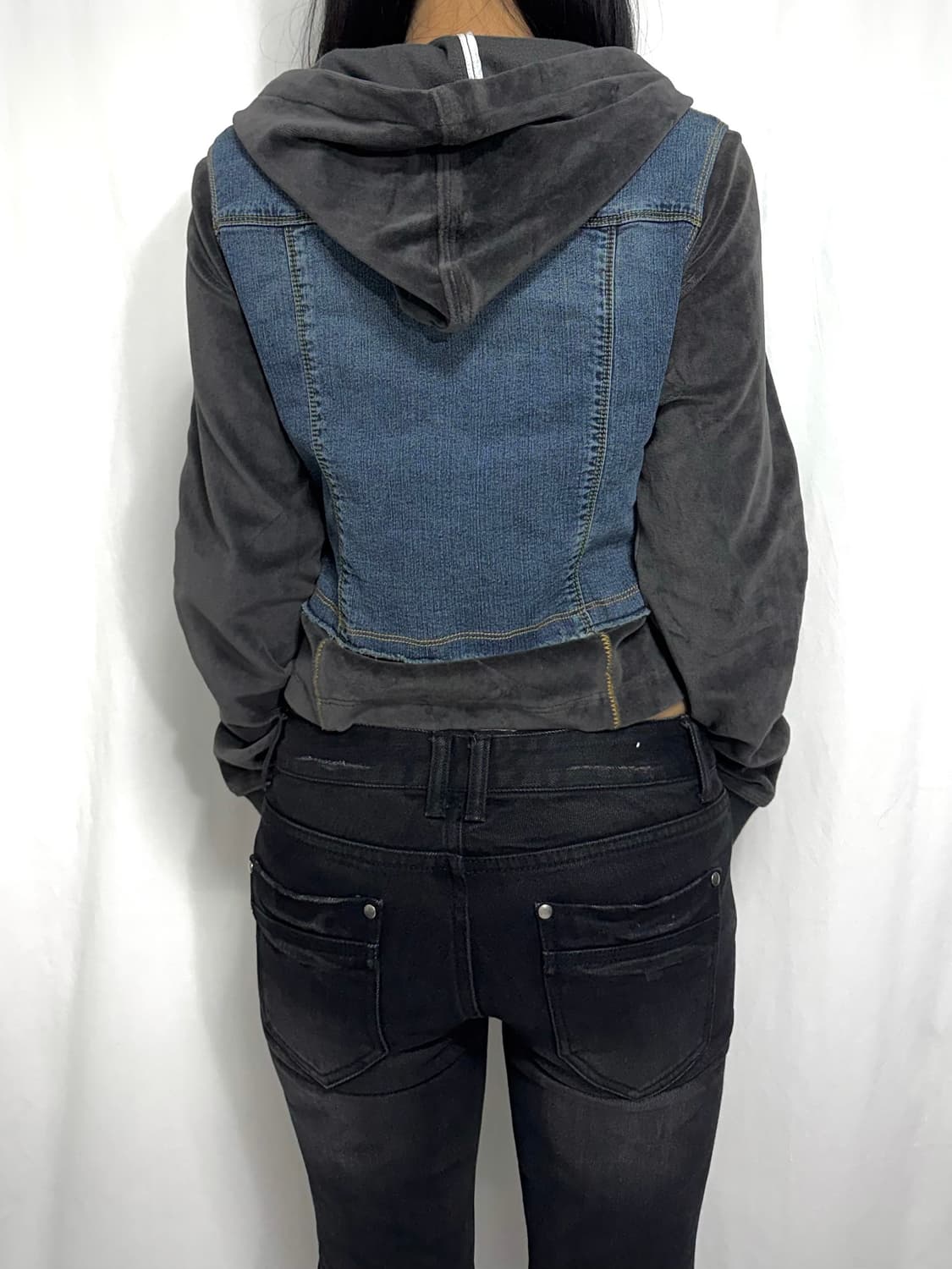Hooded Crop Denim Jacket 상품이미지2