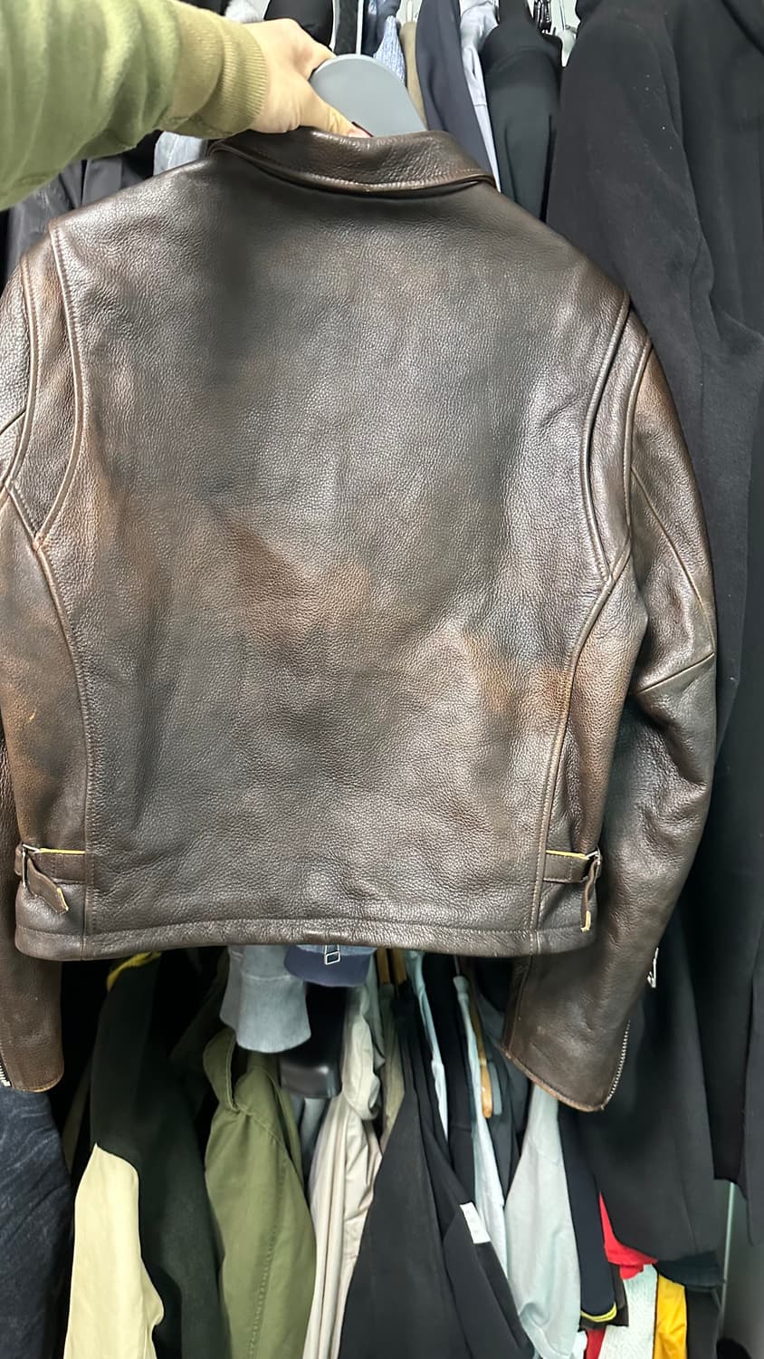 토니웩 디스트로이트 브라운 싱글 레더 자켓 L 상품이미지7