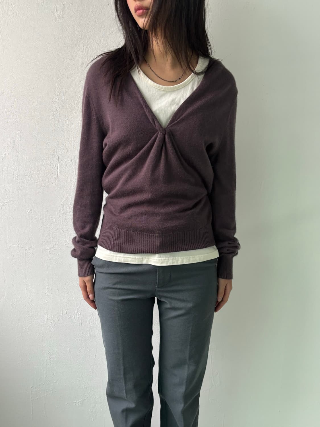 올드 셀린 노티드 브이넥 스웨터 상품이미지1