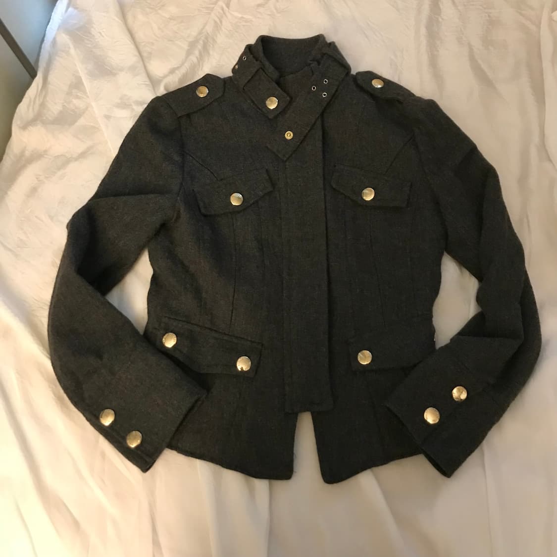 LeShop 르샵 금장 갸루 펑크 하이넥 차콜 모자켓 상품이미지3