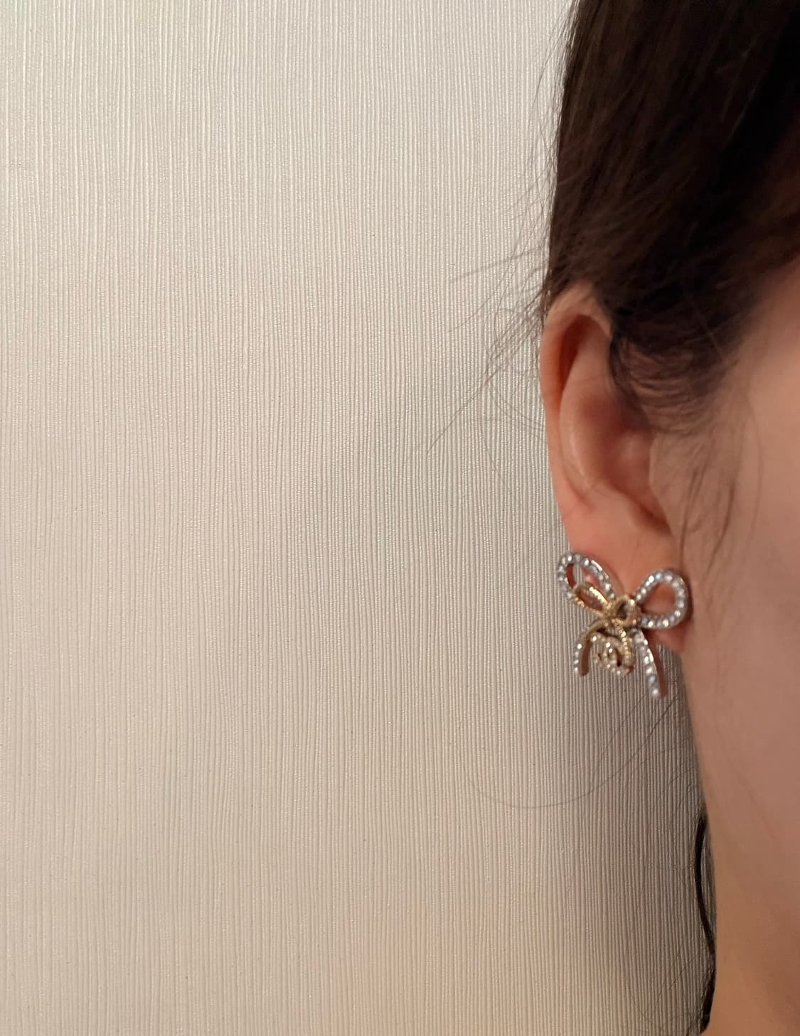 샤넬 투톤 샴페인골드 리본 CC로고 귀걸이 업사이클링 상품이미지8