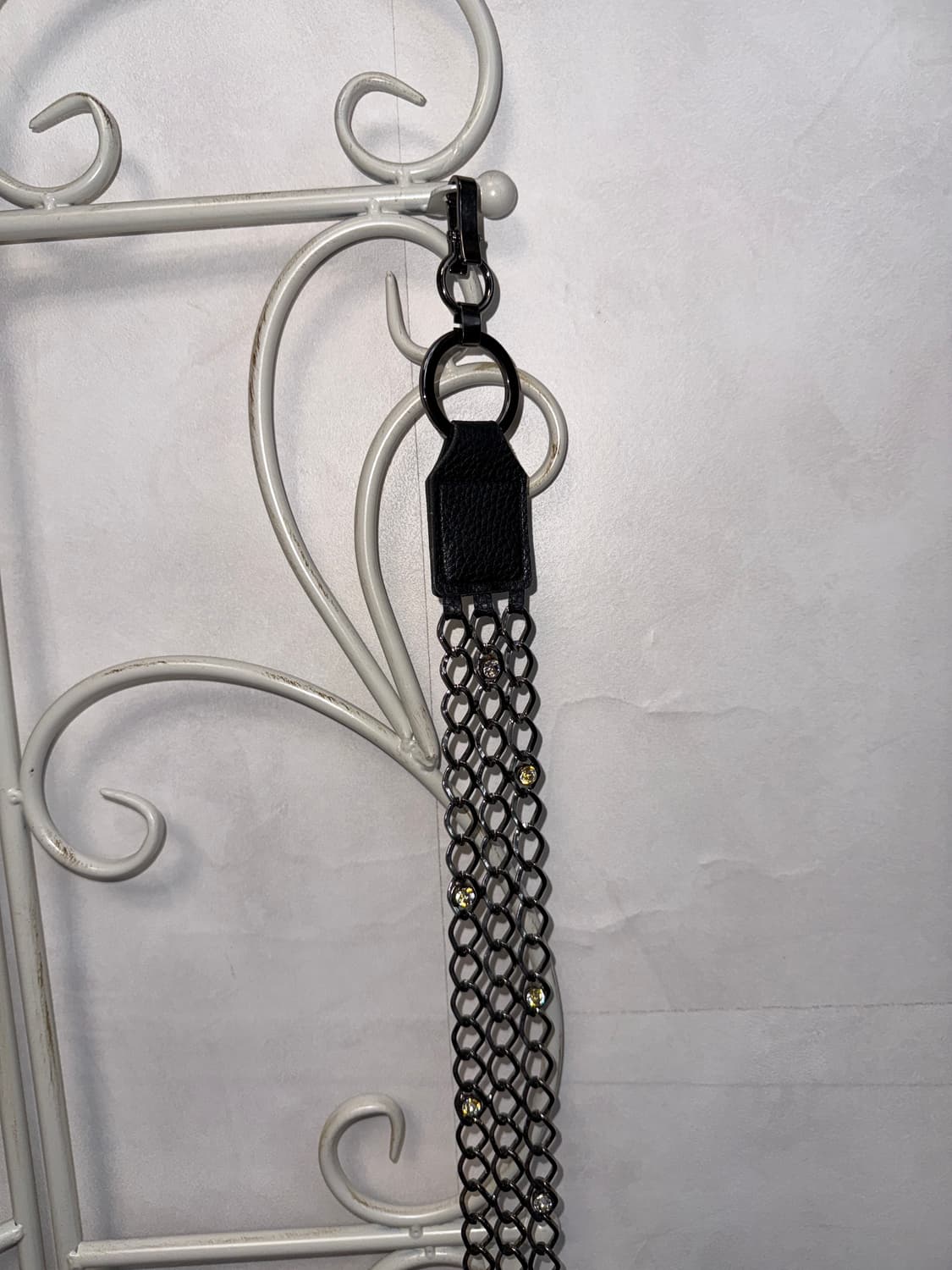Black silver cubic hole chain belt 상품이미지6